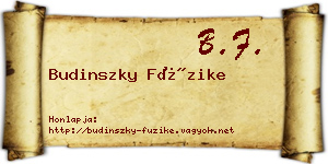 Budinszky Füzike névjegykártya